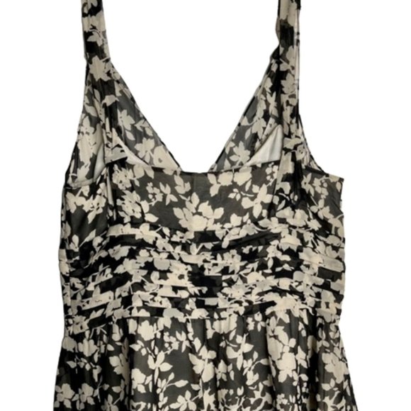 Ann Taylor Floral Black/Tan Silk Slip Dress w/Tuck and Knot Details - 6 - Picture 7 of 11